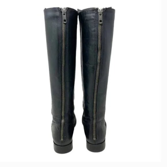 Frye Melissa Stud Knee High Rear Zip Black Leather Riding Boots - Size 6 - Picture 6 of 10